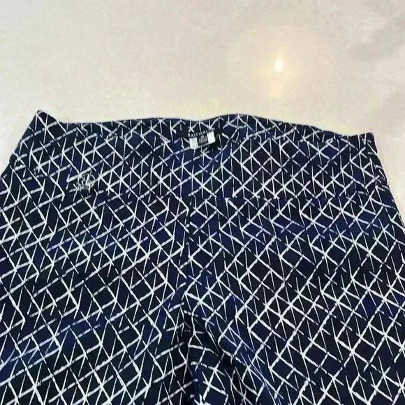 Rafaella Women’s Pant Navy /White Geo Pattern Straight leg. Some stretch. 14 - Picture 3 of 9
